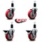 Service Caster 4'' Red Poly Wheel Swivel 1-3/8'' Expanding Stem Caster Set 2 Brakes, 4PK SCC-EX20S414-PPUB-RED-2-PLB-2-138 - alternate 5